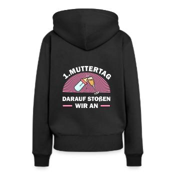 1 Muttertag Anstoßen - Frauen Premium Bio Hoodie - Schwarz - Hinten - Julia (174cm)