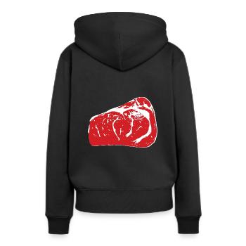 steak juteux - Sweat à capuche Premium bio Femme - noir - Dos - Julia (174cm)