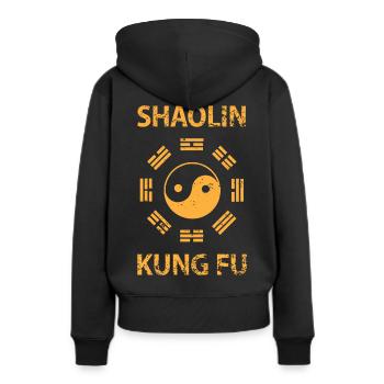 Shaolin Kung Fu - Sweat à capuche Premium bio Femme - noir - Dos - Julia (174cm)