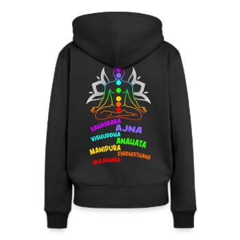 Chakra Chakra Couleurs Yoga - Sweat à capuche Premium bio Femme - noir - Dos - Julia (174cm)