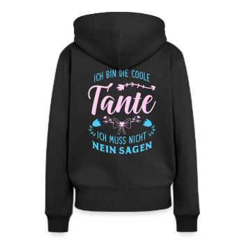 ICH BIN DIE COOLE TANTE ICH MUSS NICHT NEIN SAGEN - Frauen Premium Bio Hoodie - Schwarz - Hinten - Julia (174cm)