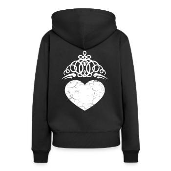 Herz - Frauen Premium Bio Hoodie - Schwarz - Hinten - Julia (174cm)