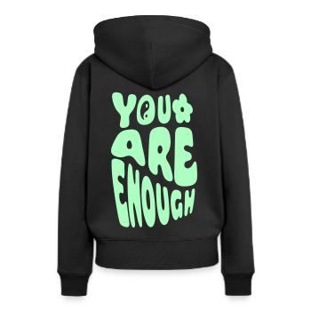 Vous êtes assez - Sweat à capuche Premium bio Femme - noir - Dos - Julia (174cm)