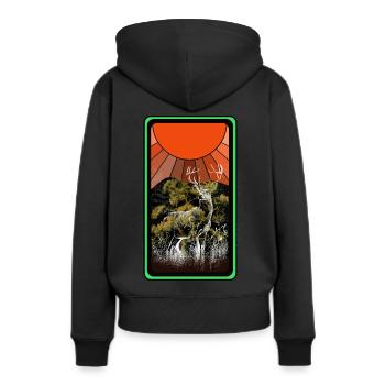 Wildnis Waldtier Hirsch Elch Natur Sonne Rotwild - Frauen Premium Bio Hoodie - Schwarz - Hinten - Julia (174cm)