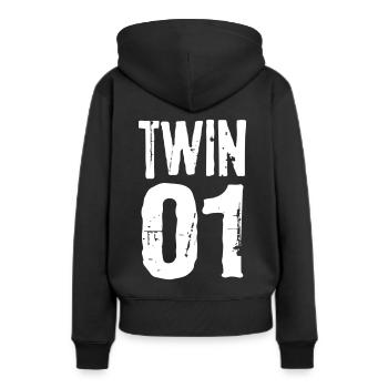 Twin 01 02 Twins Partnerlook Twin cadeau - Sweat à capuche Premium bio Femme - noir - Dos - Julia (174cm)