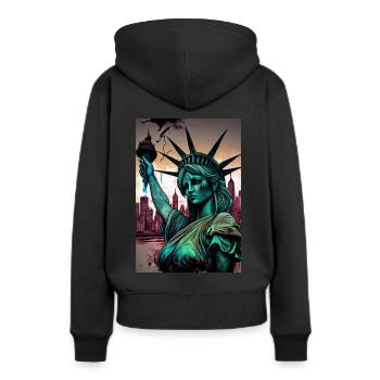 Lady Liberty New York Artwork - Frauen Premium Bio Hoodie - Schwarz - Hinten - Julia (174cm)