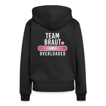 Team Braut overloaded Junggesellinnenabschied JGA - Frauen Premium Bio Hoodie - Schwarz - Hinten - Julia (174cm)