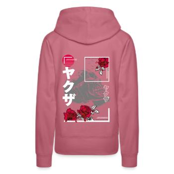 Japanischer Totenkopf Art Style - Frauen Premium Bio Hoodie - Malve - Hinten - Isabella (175cm)