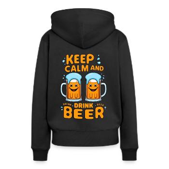 Lustige Bierkrüge - Frauen Premium Bio Hoodie - Schwarz - Hinten - Julia (174cm)