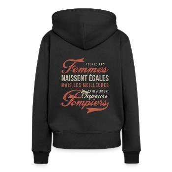 FEMME SAPEUR POMPIER Cadeau - Sweat à capuche Premium bio Femme - noir - Dos - Julia (174cm)