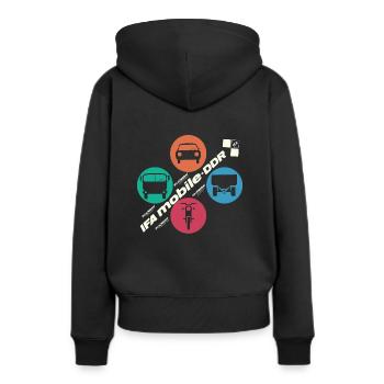 IFA mobile DDR - Design rétro - Ostalgie - Sweat à capuche Premium bio Femme - noir - Dos - Julia (174cm)