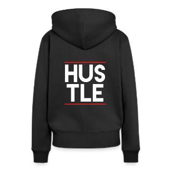 Hustle - Frauen Premium Bio Hoodie - Schwarz - Hinten - Julia (174cm)