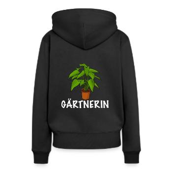 Gärtnerin Topfpflanzen für die Gartenarbeit - Frauen Premium Bio Hoodie - Schwarz - Hinten - Julia (174cm)