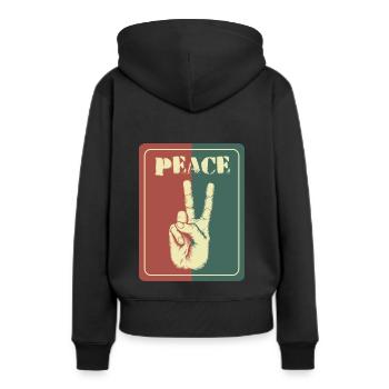 Frieden - Frauen Premium Bio Hoodie - Schwarz - Hinten - Julia (174cm)