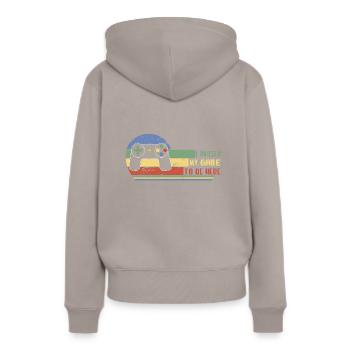 I paused my game to be here - Women’s Premium Organic Hoodie - taupe - Back - Julia (174cm)