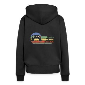 I paused my game to be here - Frauen Premium Bio Hoodie - Schwarz - Hinten - Julia (174cm)