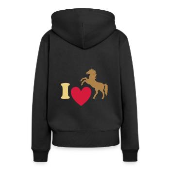 ★ Les couleurs de conception peuvent être modifiées ★ J'adore les chevaux - Sweat à capuche Premium bio Femme - noir - Dos - Julia (174cm)