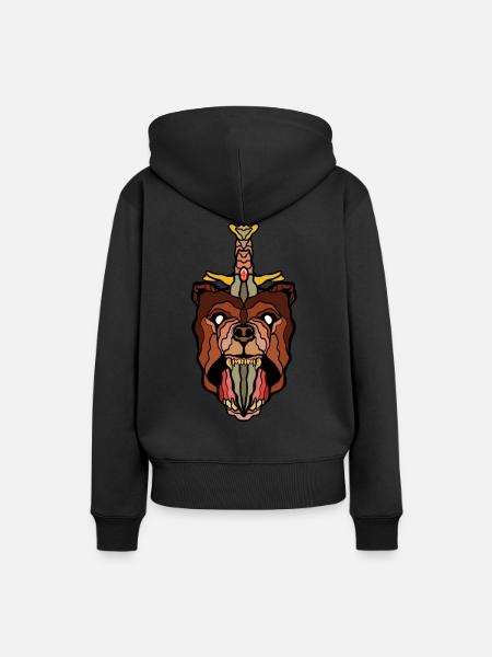 Bär und Dolch Tattoo - Frauen Premium Bio Hoodie - Schwarz