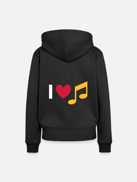 Ich liebe Musik (Herz, Note) - Frauen Premium Bio Hoodie - Schwarz