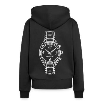 Classic Uhr - Frauen Premium Bio Hoodie - Schwarz - Hinten - Julia (174cm)