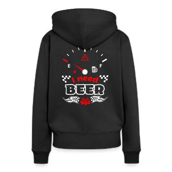 Bier Tankanzeige Spruch- Ich brauche Bier - Frauen Premium Bio Hoodie - Schwarz - Hinten - Julia (174cm)