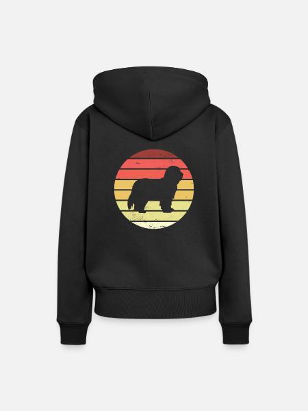 Bearded Collie Retro - Frauen Premium Bio Hoodie - Schwarz