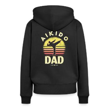 Aikido - Frauen Premium Bio Hoodie - Schwarz - Hinten - Julia (174cm)