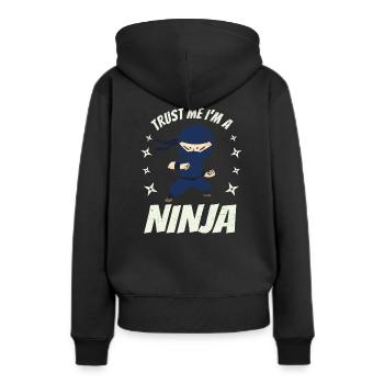 Ich bin ein Ninja - Frauen Premium Bio Hoodie - Schwarz - Hinten - Julia (174cm)