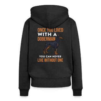 Dobermann - Frauen Premium Bio Hoodie - Schwarz - Hinten - Julia (174cm)