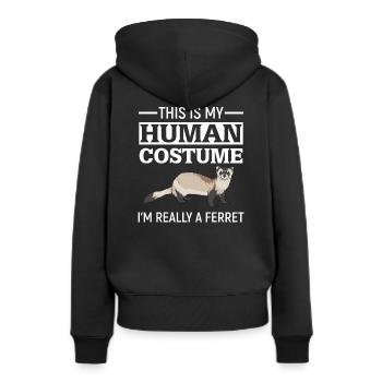 Frettchen - Frauen Premium Bio Hoodie - Schwarz - Hinten - Julia (174cm)