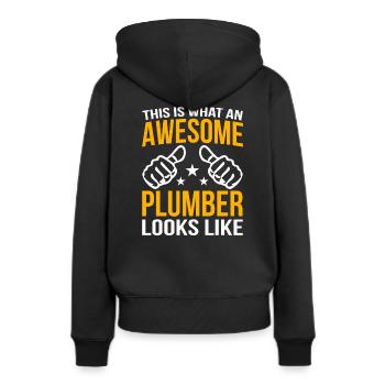 Plombier Plombier - Sweat à capuche Premium bio Femme - noir - Dos - Julia (174cm)