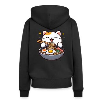 Anime Chat Ramen - Sweat à capuche Premium bio Femme - noir - Dos - Julia (174cm)