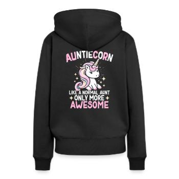 Tante, Tante, Licorne - Sweat à capuche Premium bio Femme - noir - Dos - Julia (174cm)