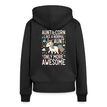 Tante, Tante, Licorne - Sweat à capuche Premium bio Femme - noir - Dos - Julia (174cm)