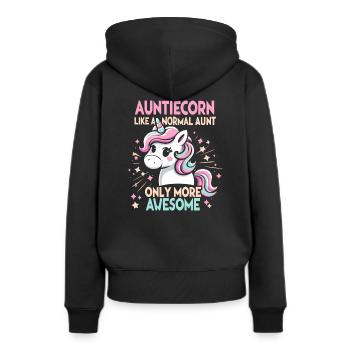 Tante, Tante, Licorne - Sweat à capuche Premium bio Femme - noir - Dos - Julia (174cm)