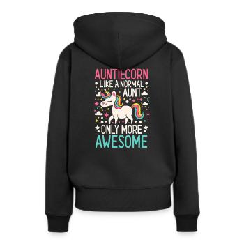 Tante, Tante, Licorne - Sweat à capuche Premium bio Femme - noir - Dos - Julia (174cm)
