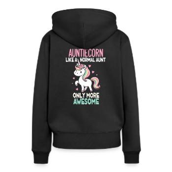 Tante, Tante, Licorne - Sweat à capuche Premium bio Femme - noir - Dos - Julia (174cm)