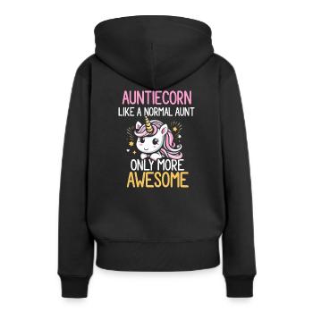 Tante, Tante, Licorne - Sweat à capuche Premium bio Femme - noir - Dos - Julia (174cm)