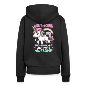 Tante, Tante, Licorne - Sweat à capuche Premium bio Femme - noir - Dos - Julia (174cm)