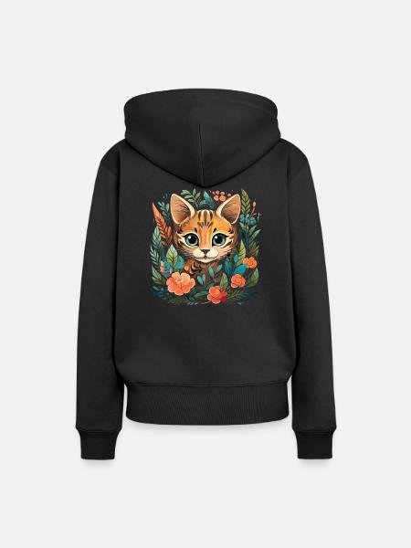 Bengal Katze - Frauen Premium Bio Hoodie - Schwarz