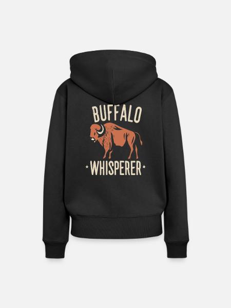 Buffalo Whisperer - Frauen Premium Bio Hoodie - Schwarz
