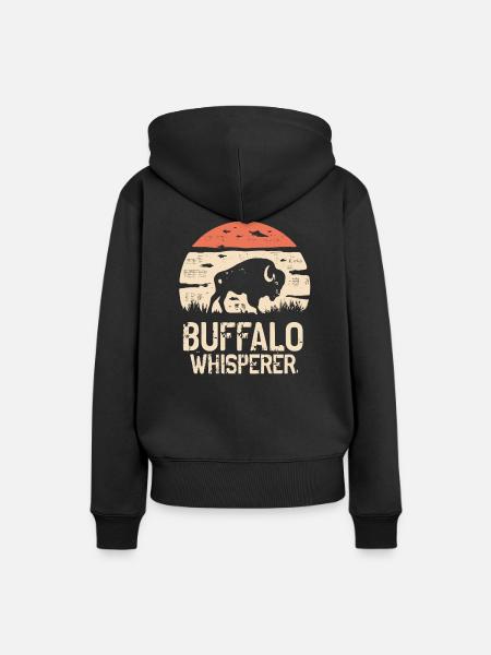 Buffalo Whisperer - Frauen Premium Bio Hoodie - Schwarz