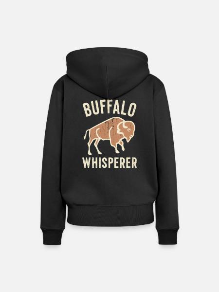 Buffalo Whisperer - Frauen Premium Bio Hoodie - Schwarz