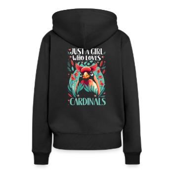Juste une fille qui aime le cardinal Vogel cardinal rouge - Sweat à capuche Premium bio Femme - noir - Dos - Julia (174cm)