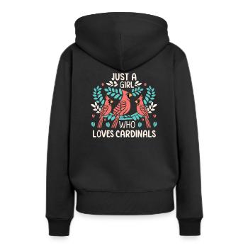 Juste une fille qui aime le cardinal Vogel cardinal rouge - Sweat à capuche Premium bio Femme - noir - Dos - Julia (174cm)