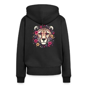 Guépard Fleurs de guépard - Sweat à capuche Premium bio Femme - noir - Dos - Julia (174cm)