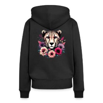 Guépard Fleurs de guépard - Sweat à capuche Premium bio Femme - noir - Dos - Julia (174cm)