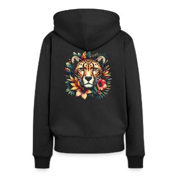 Guépard Fleurs de guépard - Sweat à capuche Premium bio Femme - noir - Dos - Julia (174cm)