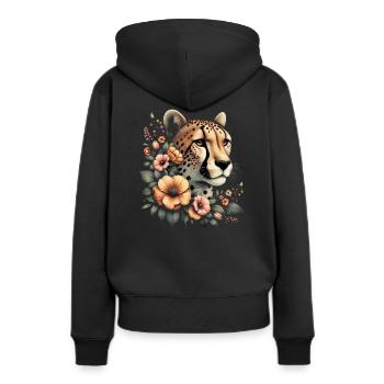 Guépard Fleurs de guépard - Sweat à capuche Premium bio Femme - noir - Dos - Julia (174cm)