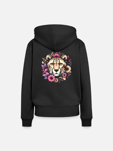 Cheetah Gepard - Frauen Premium Bio Hoodie - Schwarz